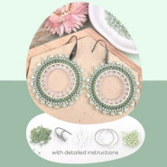 DIY kit round earrings - Mint green - silver